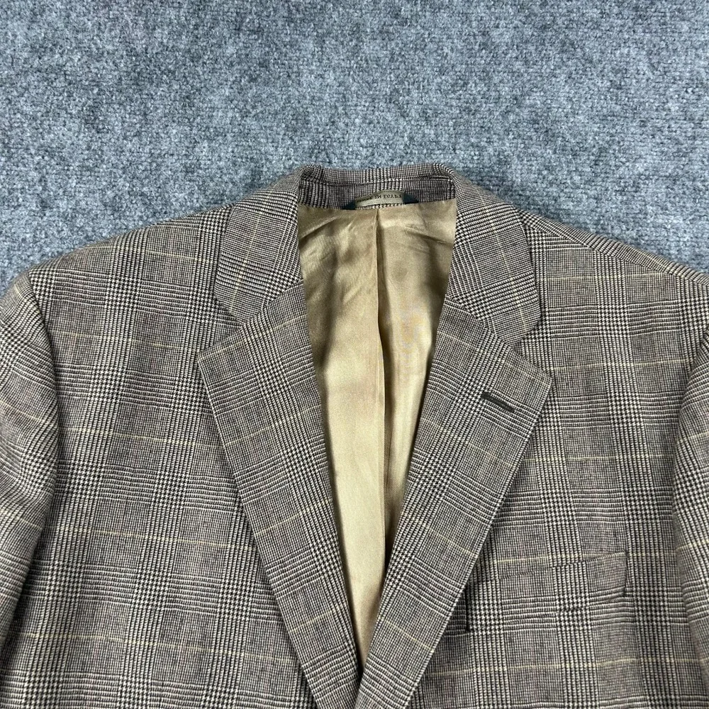Banana Republic Blazer Mens 42R Brown Glen Plaid Wool Blend 2 Button Sport‎ Coat